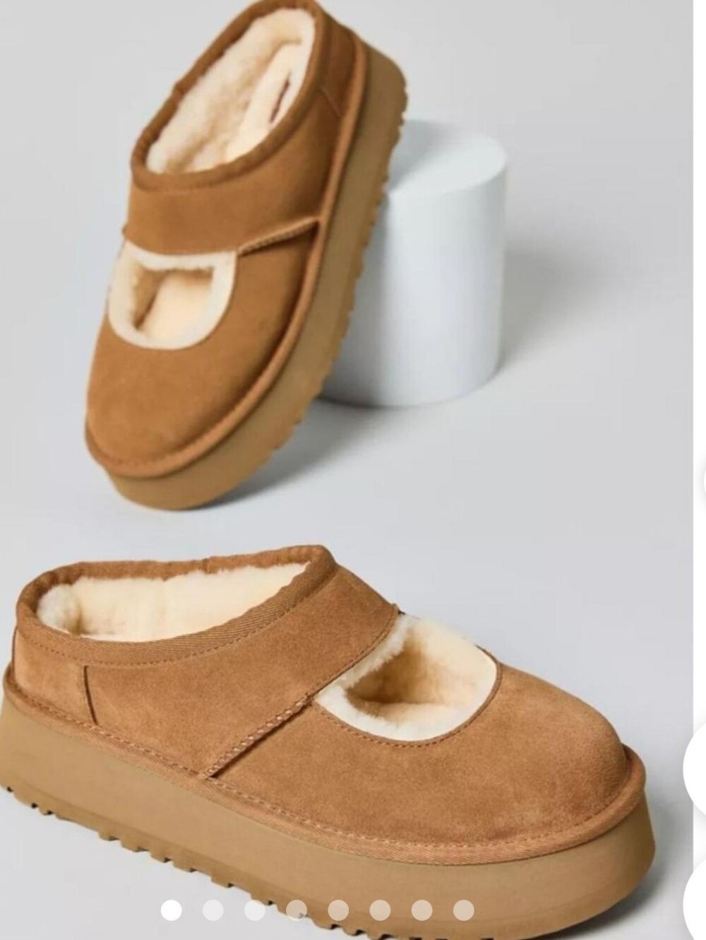 UGG Kids Tan Suede Mary Jane Slipper with Cream Shearling